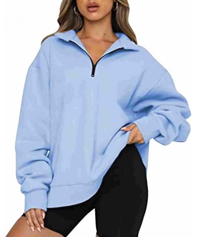 Long Sleeve Shirts for Women Fall Casual Solid Color Pullover Sweatshirts Fashion Comfy Outdoor Loose Fit Tshirt Z-light Blue...