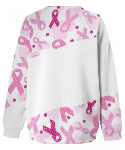 Women's Breast Cancer Awareness Shirts Pink Ribbon Sweatshirt Long Sleeve Tops in October We Wear Pink T-Shirt Pink-tree $6.8...