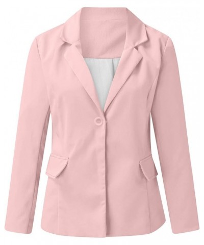 Womens 2023 Fashion Casual Blazers Open Front Long Sleeve Work Office Jackets Blazer 15-pink $10.99 Blazers