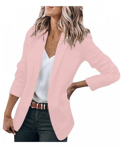 Womens 2023 Fashion Casual Blazers Open Front Long Sleeve Work Office Jackets Blazer 15-pink $10.99 Blazers