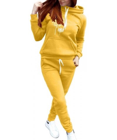 2 Piece Fall Sets For Women Dressy Winter Long Sleeve Hooded Jogging Pantsuits Casual Vacation Sweatsuits Plus Size Yellow 02...