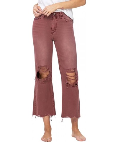 by Flying Monkey Distressed Cropped Flare Jeans Olive High-Waist Russet Brown $44.28 Jeans