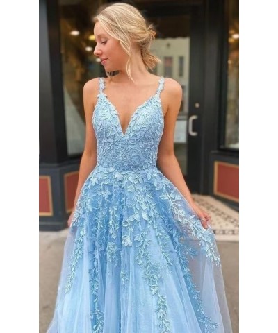 Lace Appliques Prom Dresses for Women Spaghetti Straps Tulle Ball Gown V Neck Wedding Formal Gowns Grape $47.70 Dresses