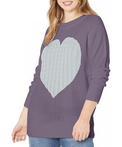 Women's Sweater Heart Knitted Pullover Sweaters Long Sleeve Crewneck Cute Sweaters Pink $20.51 Sweaters