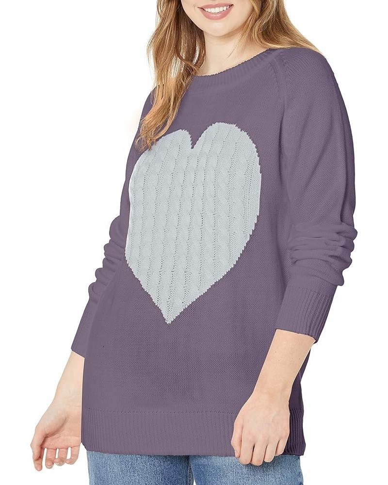 Women's Sweater Heart Knitted Pullover Sweaters Long Sleeve Crewneck Cute Sweaters Pink $20.51 Sweaters