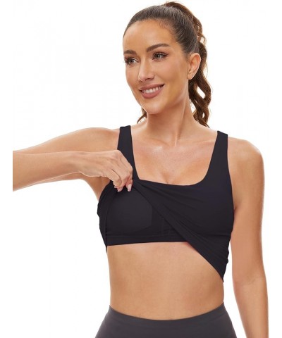 Sports Bras for Women - Scoop Neck U Back Padded Low Impact Workout Yoga Bra with Built in Bra Black $11.50 Activewear