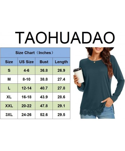 Women's Casual Long Sleeve Tops Lace Hem T-Shirt Side Split Tunic 01 Hb-black $13.24 Tops