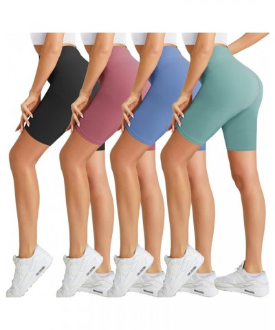 4 Pack Biker Shorts for Women-8" Workout Athletic Gym Sports Yoga Shorts Pants High Waist Cycling Shorts 4pack Black/Dark Pin...