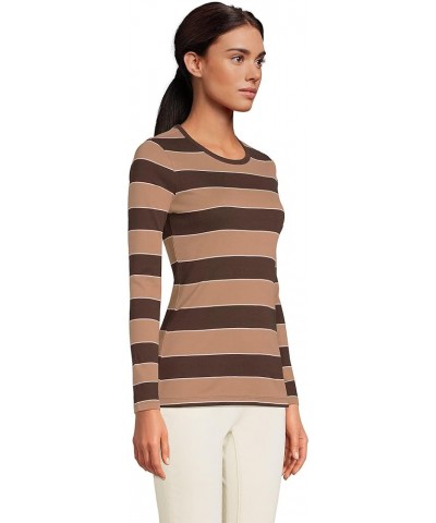 Women's Long Sleeve Crew Neck T-Shirt Rich Coffee Tri Rugby $15.06 T-Shirts