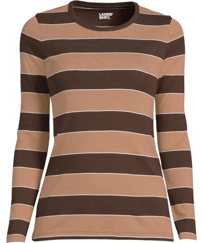 Women's Long Sleeve Crew Neck T-Shirt Rich Coffee Tri Rugby $15.06 T-Shirts