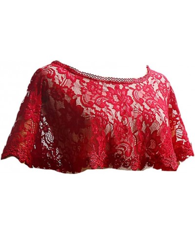 Women's Floral Lace Tulle Scarfs Wrap Bolero Wedding Bridal Shawls Cape Evening Shrug For Party Wine Lace Wrap $17.66 Sweaters