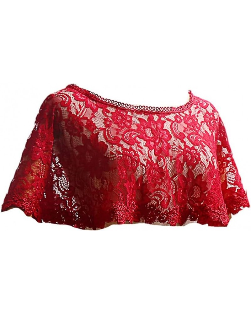 Women's Floral Lace Tulle Scarfs Wrap Bolero Wedding Bridal Shawls Cape Evening Shrug For Party Wine Lace Wrap $17.66 Sweaters