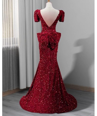 Sequins Prom Dresses Puffy Sleeves Mermaid Long Evening Gowns for Women 2023 Brown $45.60 Dresses