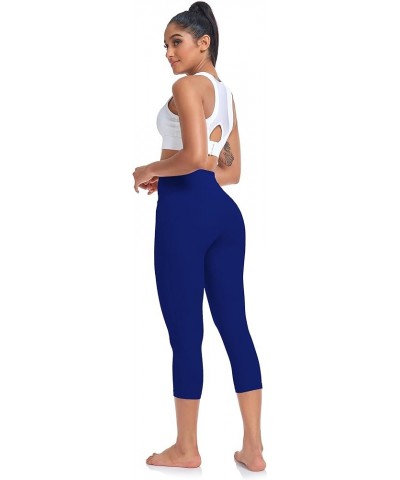 High Waisted Workout Capri with Pockets | Breathable Yoga Pants | Athletic Women Capri Leggings for Tummy Control Royal Blue ...