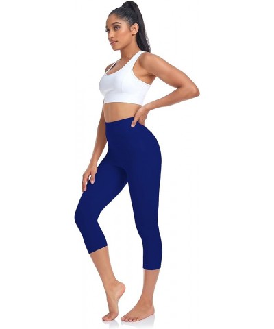 High Waisted Workout Capri with Pockets | Breathable Yoga Pants | Athletic Women Capri Leggings for Tummy Control Royal Blue ...