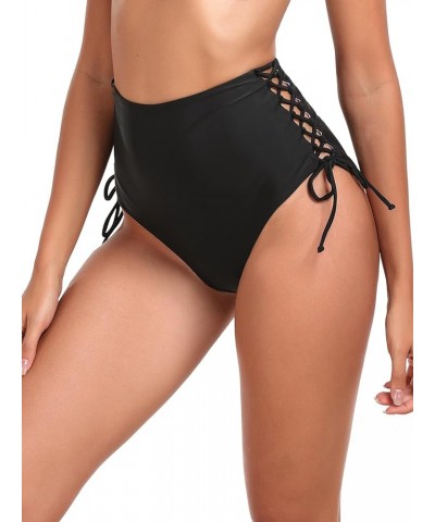 Women's High Waisted Reversible Bikini Bottom Black+purple Leopard $11.43 Swimsuits