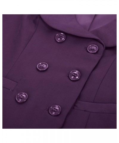 Women Double Breasted Waistcoat Vintage Lapel Collar Vest Coat with 2 Pockets Purple $26.39 Vests