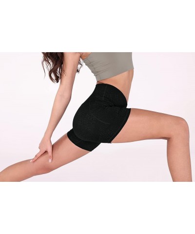 Crossover Yoga Shorts for Women 5" Inseam High Waist Athletic Workout Running Biker Shorts Pocket Leopard Spots Black $12.71 ...