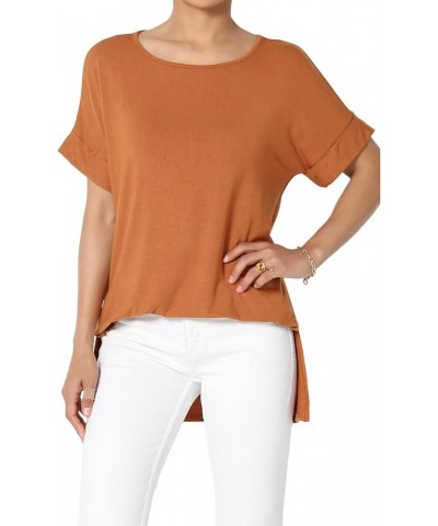 S~3X Tencel Modal Jersey Boat Neck Cuffed Dolman Short Sleeve Top Modal Almond $14.40 Tops