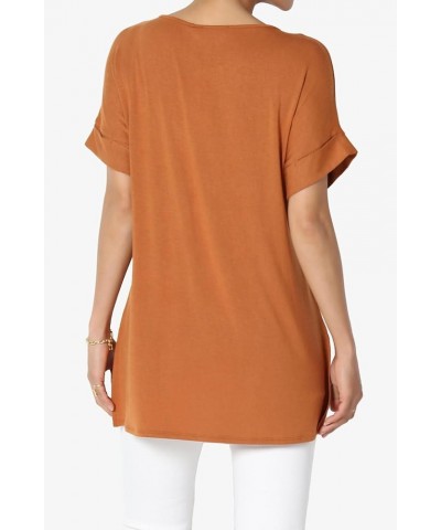 S~3X Tencel Modal Jersey Boat Neck Cuffed Dolman Short Sleeve Top Modal Almond $14.40 Tops