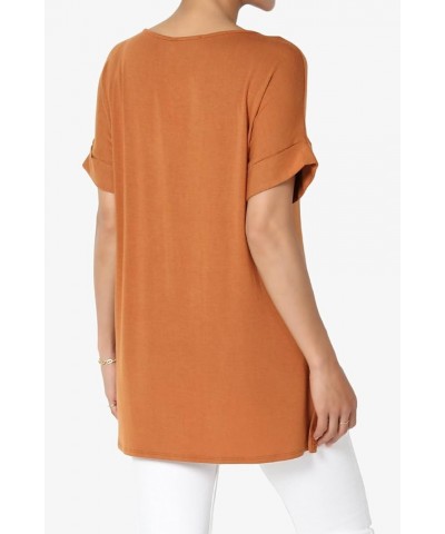 S~3X Tencel Modal Jersey Boat Neck Cuffed Dolman Short Sleeve Top Modal Almond $14.40 Tops