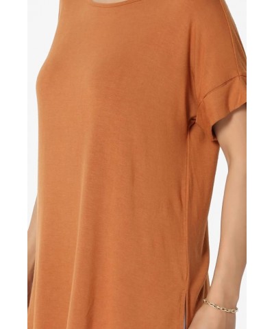 S~3X Tencel Modal Jersey Boat Neck Cuffed Dolman Short Sleeve Top Modal Almond $14.40 Tops