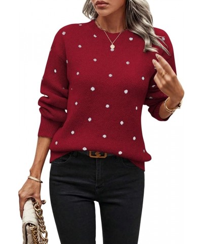 Womens 2024 Casual Pullover Versatile Sweatershirts Polka Dot Pattern Drop Shoulder Sweater for women Color20 $18.02 Sweaters