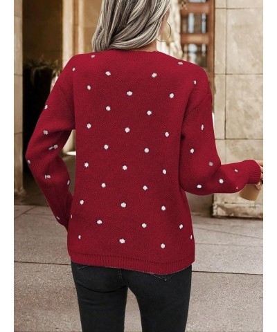 Womens 2024 Casual Pullover Versatile Sweatershirts Polka Dot Pattern Drop Shoulder Sweater for women Color20 $18.02 Sweaters