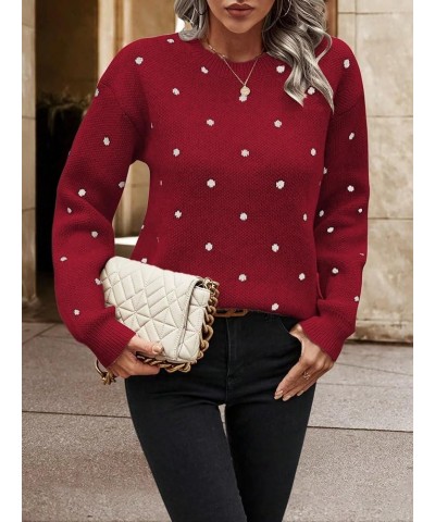 Womens 2024 Casual Pullover Versatile Sweatershirts Polka Dot Pattern Drop Shoulder Sweater for women Color20 $18.02 Sweaters