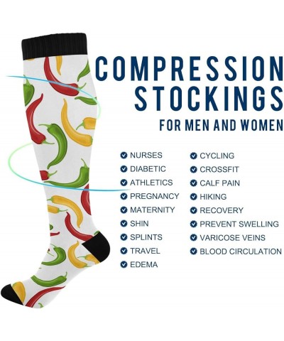 Cute Panda Compression Socks for Women and Men Circulation Love Hearts Long Socks for Athletic Running 1 1 Peppers $10.02 Act...