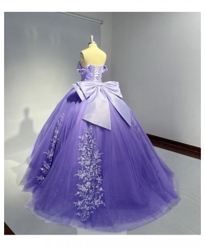 Lace Quinceanera Dresses Ball Gown Puffy Sparkly Tulle 3D Floral Sweet 16 Dresses Off Shoulder Party Gowns Y130 Lavender $49....