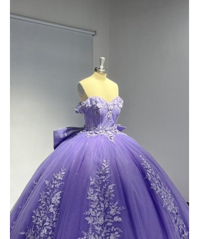 Lace Quinceanera Dresses Ball Gown Puffy Sparkly Tulle 3D Floral Sweet 16 Dresses Off Shoulder Party Gowns Y130 Lavender $49....