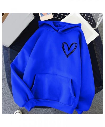 Women's Print Long Sleeved Sweatshirt Blouse Pullover Solid Color Hooded Long Sweatshirt Hoodies for Women Blue 1 $3.62 Hoodi...