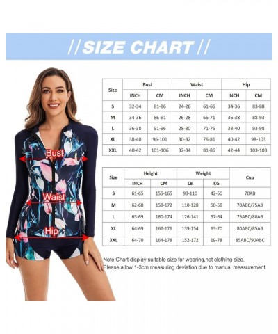 Women Rash Guard Long Sleeve Bathing Suit Swimsuit Boyshort Two Piece Boyleg Sun Protection Surfing Swimwear Blue-03 $24.93 S...