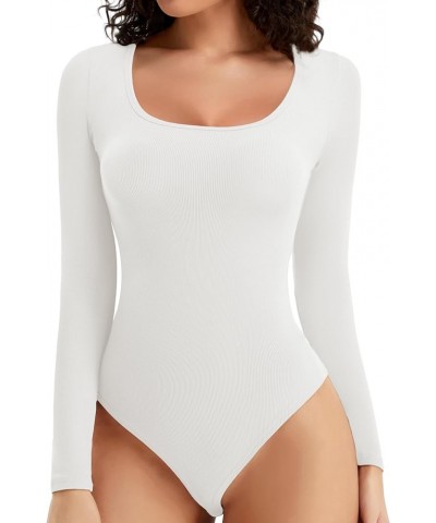 Bodysuit Shirts for Women, Women's Long Sleeve Bodysuit Tops Stretchy Basic Bodysuit S547white $15.02 Lingerie