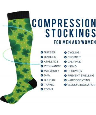 Compression Socks for Men and Women Knee High Socks Support for Sport Running Hiking Fitness Saint Patricks Day Clover $6.88 ...