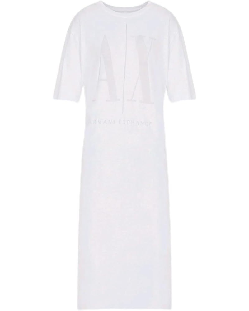 Women's Burnout Icon Logo Midi T-Shirt Dress Optic White $24.92 Dresses