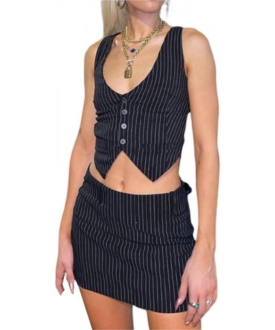 2 Piece Skirt Sets For Women Sexy Camisole And Drawstring Bodycon Mini Skirt Set Spaghetti Strap Dress Streetwear 3-black $12...