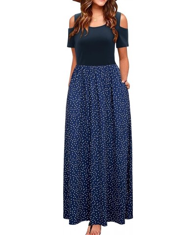 Women's 2024 Summer Maxi Cold Shoulder Sundress Long Dresses with Pocket Floral45 $16.60 Dresses