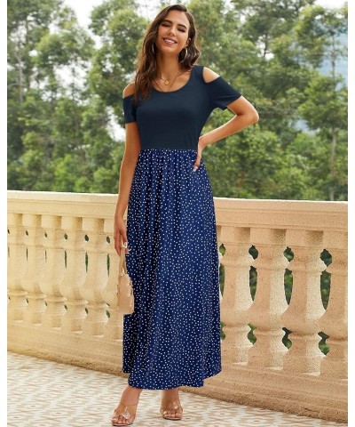 Women's 2024 Summer Maxi Cold Shoulder Sundress Long Dresses with Pocket Floral45 $16.60 Dresses