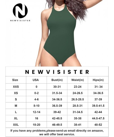 Women’s Sexy Halter Neck Sleeveless Bodysuit Open Back Buttery Soft Tank Tops Army Green $12.50 Lingerie