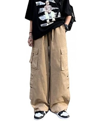 Unisex Baggy Gothic Cargo Pants for Women Girls Side Slit Y2K Alt Scene Emo Harajuku Streetwear Grunge Hip-hop Techwear Khaki...