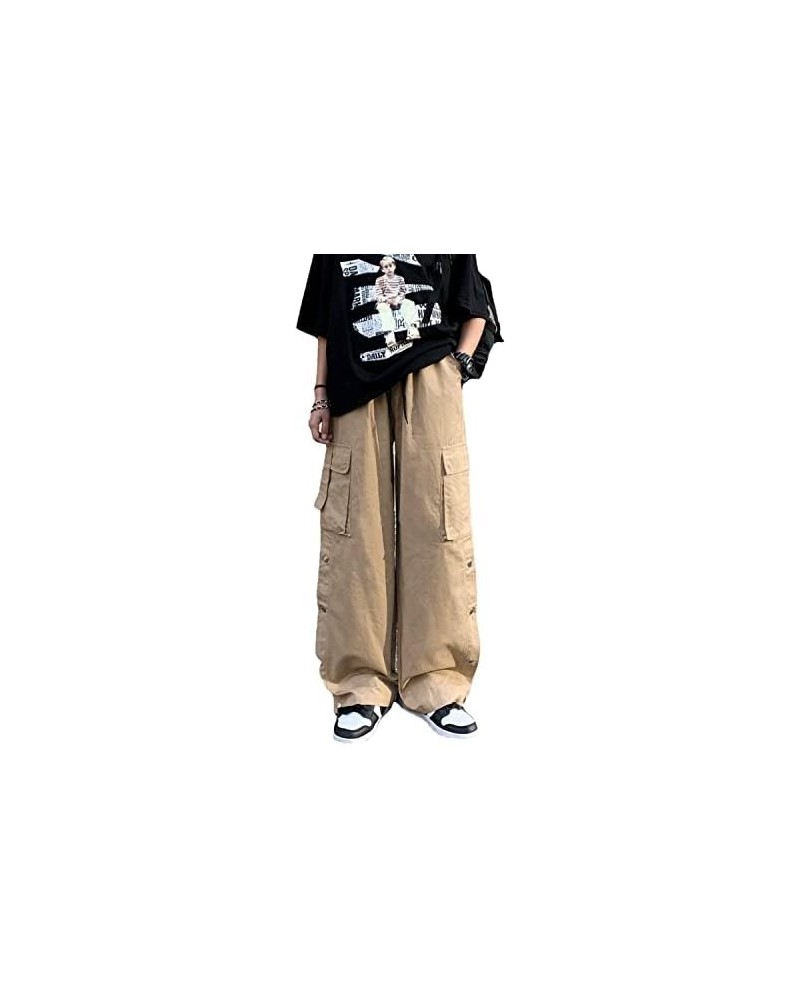 Unisex Baggy Gothic Cargo Pants for Women Girls Side Slit Y2K Alt Scene Emo Harajuku Streetwear Grunge Hip-hop Techwear Khaki...