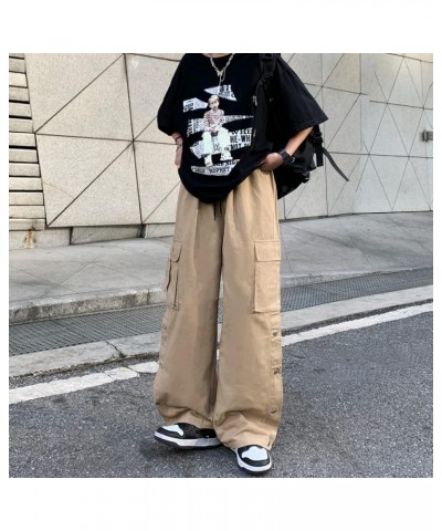 Unisex Baggy Gothic Cargo Pants for Women Girls Side Slit Y2K Alt Scene Emo Harajuku Streetwear Grunge Hip-hop Techwear Khaki...