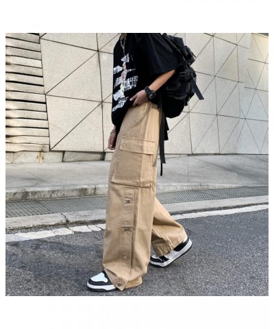 Unisex Baggy Gothic Cargo Pants for Women Girls Side Slit Y2K Alt Scene Emo Harajuku Streetwear Grunge Hip-hop Techwear Khaki...