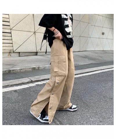 Unisex Baggy Gothic Cargo Pants for Women Girls Side Slit Y2K Alt Scene Emo Harajuku Streetwear Grunge Hip-hop Techwear Khaki...