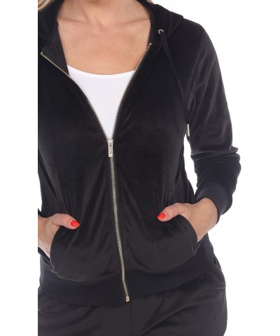 Women's 2-Piece Velour Tracksuit Jogger Outfit Activewear Set Black $25.90 Activewear