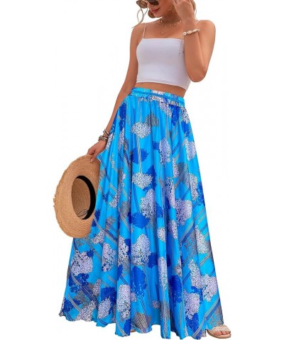 Women Full/Ankle Length Blending Maxi Chiffon Long Skirt Beach Skirt A-blue $17.60 Skirts