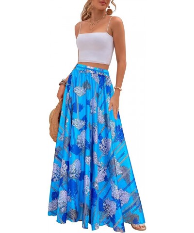 Women Full/Ankle Length Blending Maxi Chiffon Long Skirt Beach Skirt A-blue $17.60 Skirts