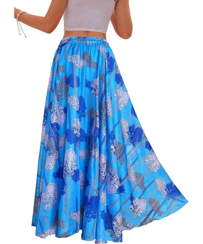 Women Full/Ankle Length Blending Maxi Chiffon Long Skirt Beach Skirt A-blue $17.60 Skirts